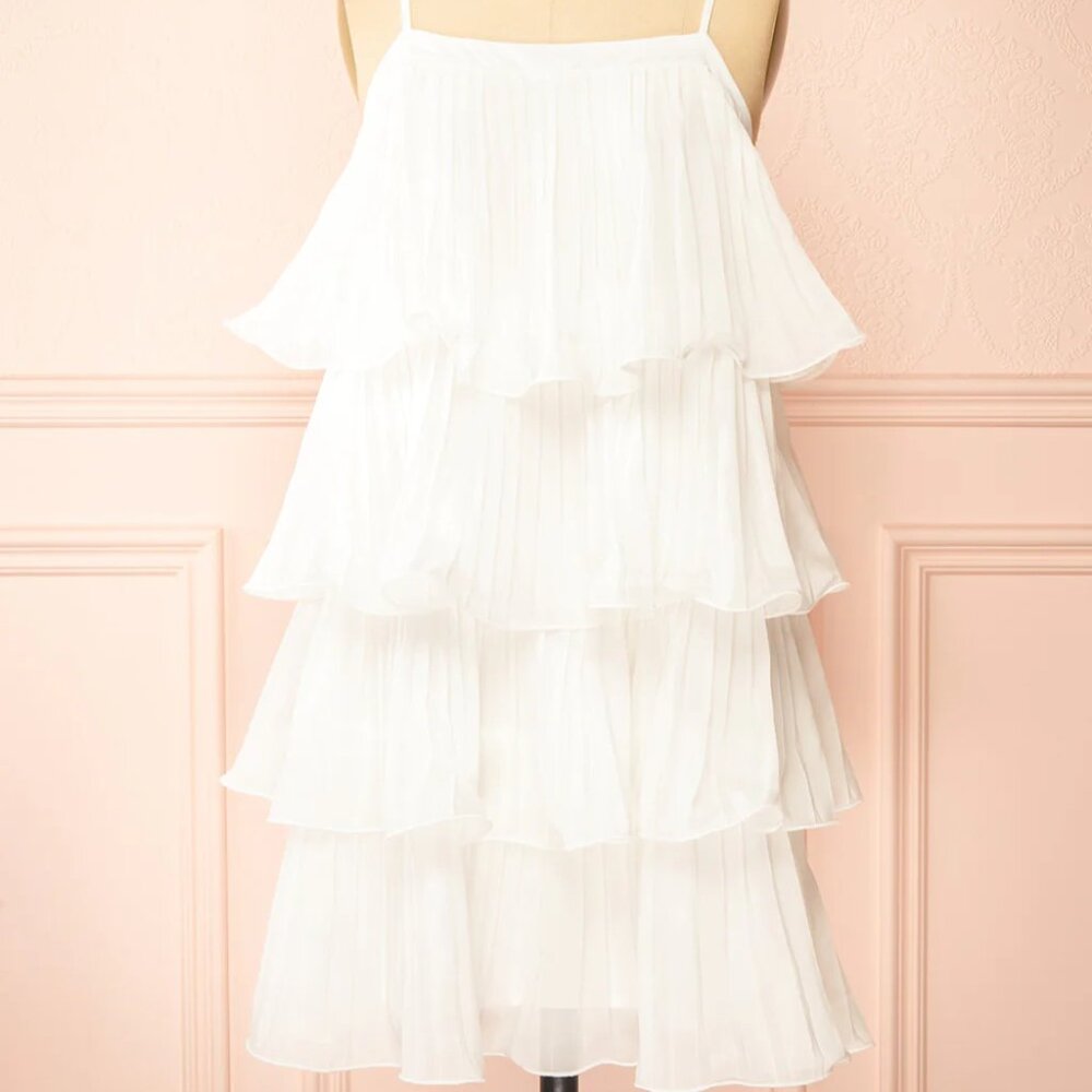 White Pleated Babydoll Dress - Boutique 1861